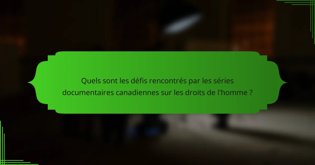 Quels sont les défis rencontrés par les séries documentaires canadiennes sur les droits de l'homme ?